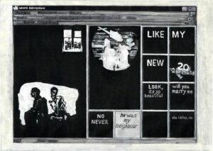 Маша Борискина, картина «My Boyfriend Came Back From the War», 2000, Бумага, гуашь